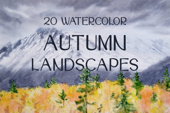 Autumn Watercolor Landscapes Illustrations for Crafting and Handmade Business Use
