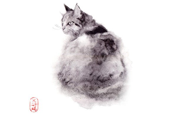 Cat Illustration in Wet Watercolor: Editorial Illustrations