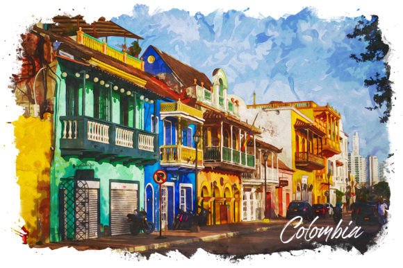 Colombia Watercolor Poster: A Fresh Illustration for Local Brand Identity