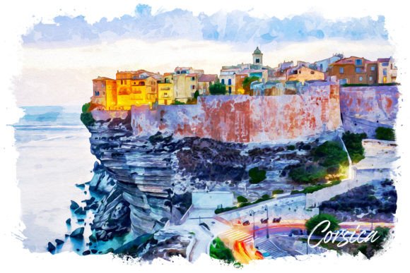 Corsica Watercolor Poster: A Fresh Illustration for Modern Branding