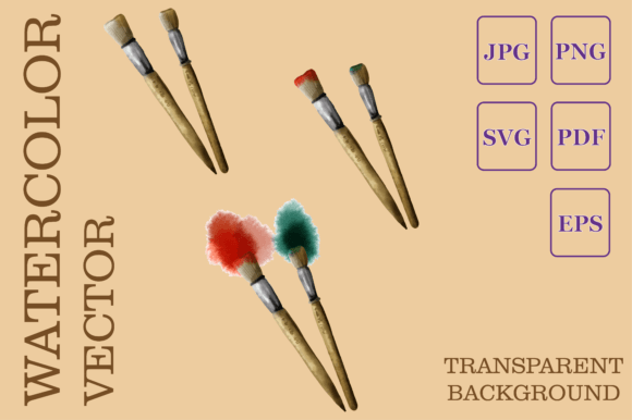 Different Art Brushes. Vector Watercolor Illustrations