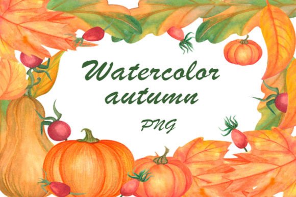Fall Watercolor PNG Clipart, Pumpkins