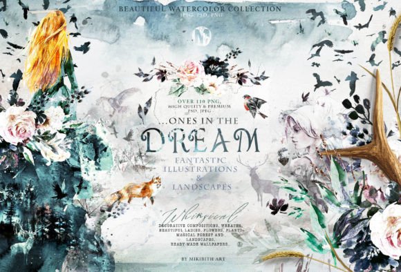 Fantastic Dream Watercolor Collection Illustrations