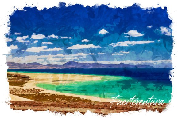 Fuerteventura Watercolor Poster: A Versatile Illustration for Editorial and Web Design