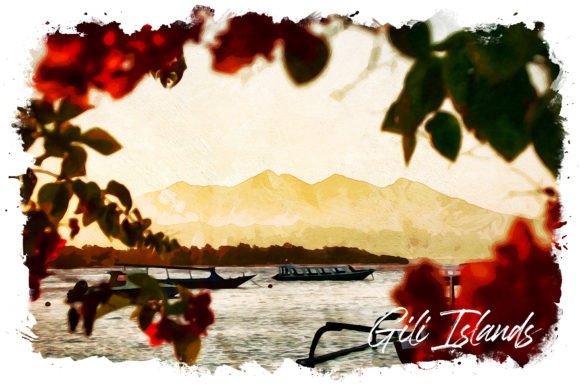 Gili Islands Watercolor Poster Illustrations for Crafters & Etsy Sellers
