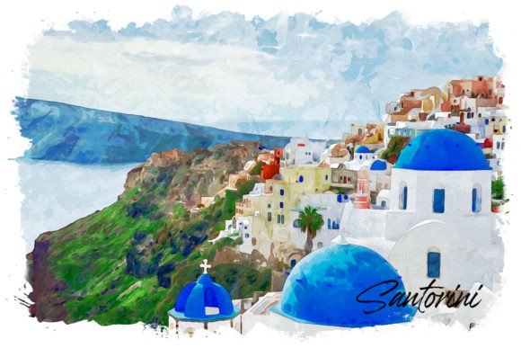 How the Santorini Watercolor Poster Elevates Branding and Marketing Visuals