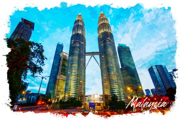 Malaysia Watercolor Poster: A Versatile Illustration for Bloggers and Publishers