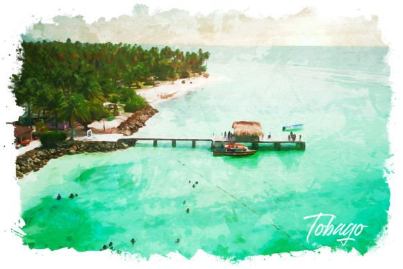 Tobago Watercolor Poster: A Fresh Illustration for Branding and Marketing Visuals