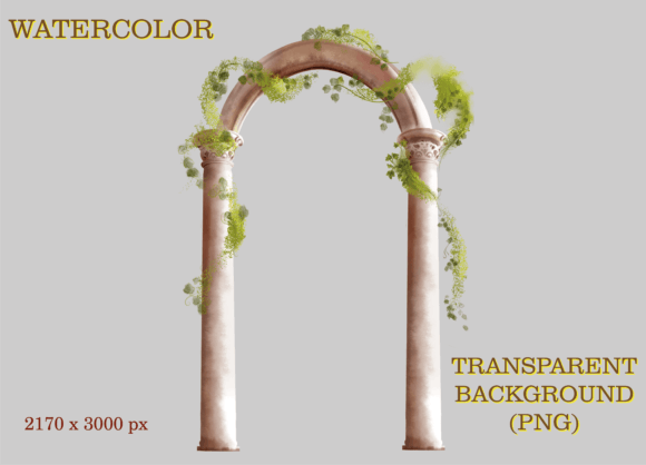 Vintage Watercolor Roman Arch Illustrations for Digital Sellers