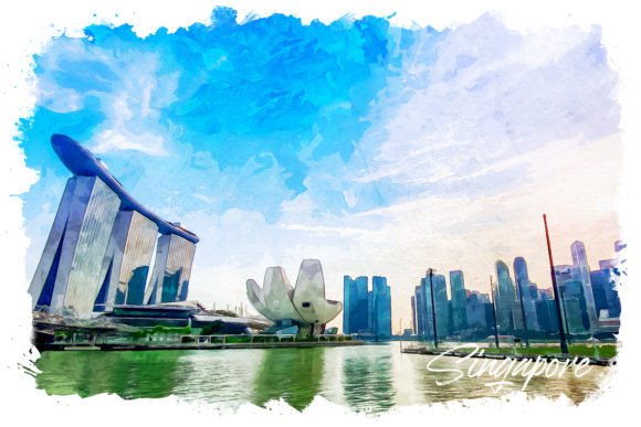 Visual Review: Singapore Watercolor Poster for Blog & Editorial Design