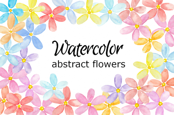 Watercolor Abstract Flowers Art & Illustrations