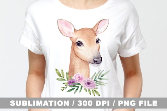 Watercolor Baby Deer and Flowers Illustrations for Soft, Handmade Branding