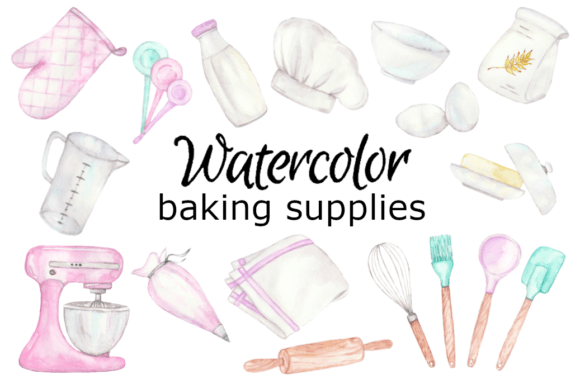 Watercolor Baking Clipart & Illustrations