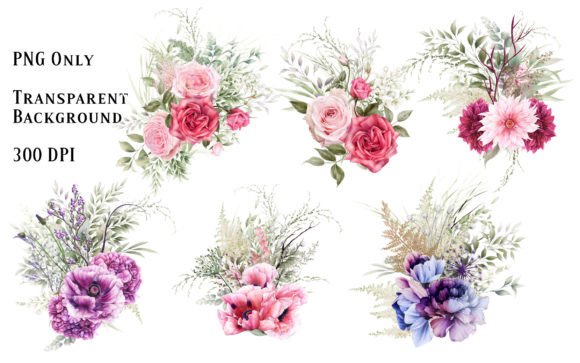 Watercolor Bouquets 5: Craft Illustrations