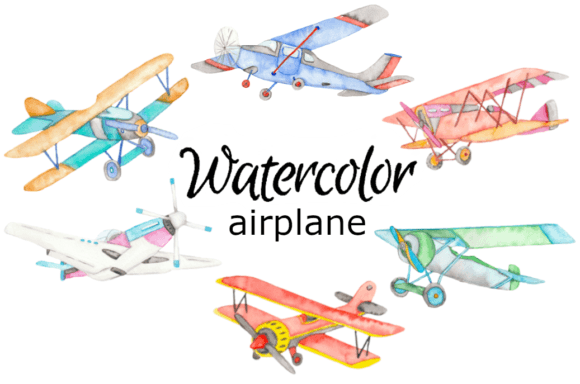 Watercolor Clipart Airplane Plane Illustrations