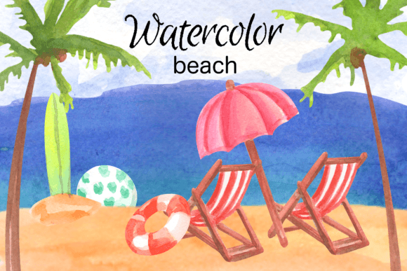 Watercolor Clipart Beach Ocean Nautical Illustrations