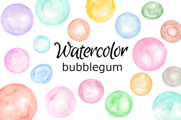 Watercolor Clipart Bubble Gum Art & Illustrations