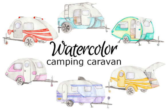 Watercolor Clipart RV Caravan Vehicles Review