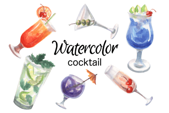 Watercolor Cocktails Illustrations Review