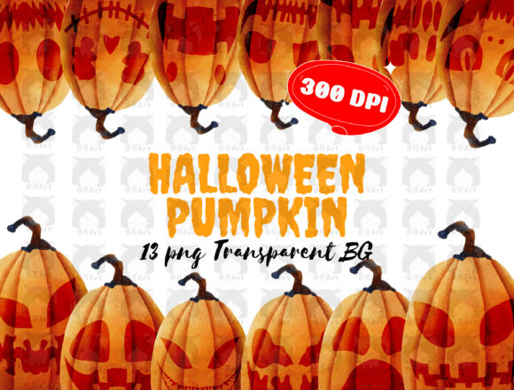 Watercolor Fall Halloween Pumpkin B4 Illustrations