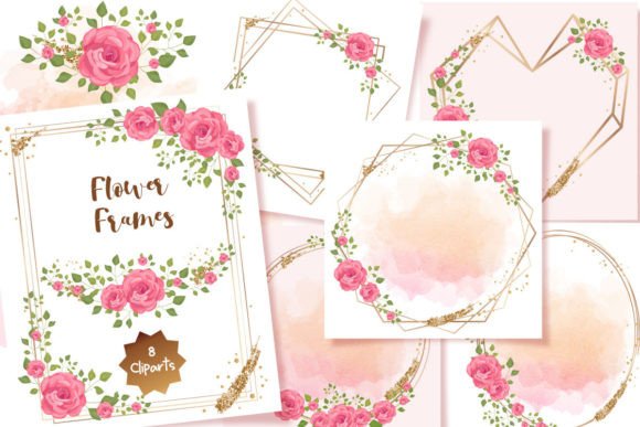 Watercolor Flower Frames Vol 01: Soft, Versatile Illustrations for Crafters & Etsy Sellers