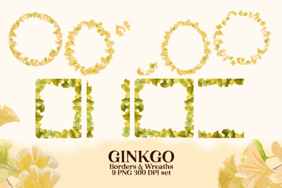 Watercolor Ginkgo Leaf Borders- PNG Set Review
