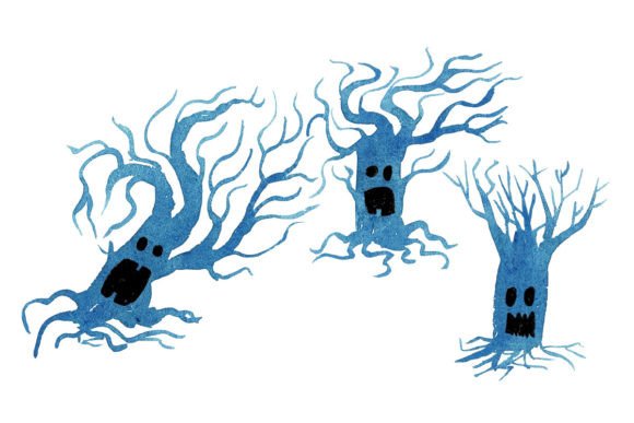 Watercolor Halloween Tree Illustrations Review