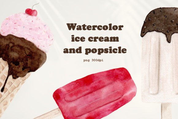 Watercolor Ice Cream Png & Illustrations