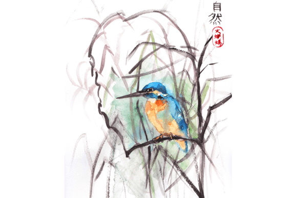 Watercolor Kingfisher Illustrations for Crafts