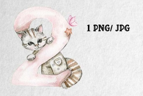 Watercolor Number with Animal Illustrations
