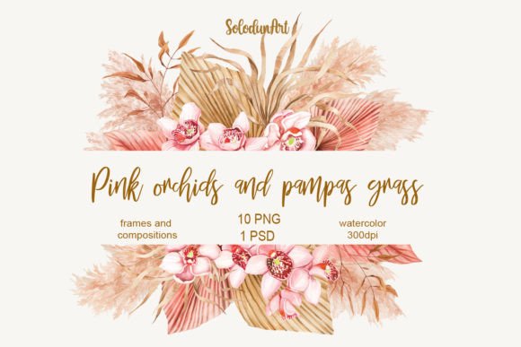 Watercolor Pampas Grass and Orchids Clip Review