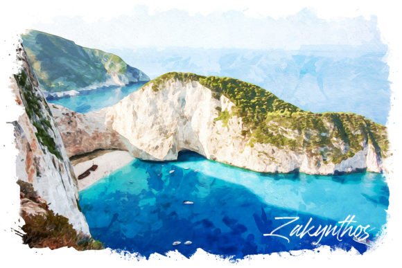 Zakynthos Watercolor Poster: A Versatile Illustration for Editorial & Web Design